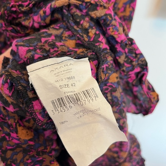 Axara Paris Floral Ruffle Dress Pink Purple Black Size 42 - Picture 5 of 6